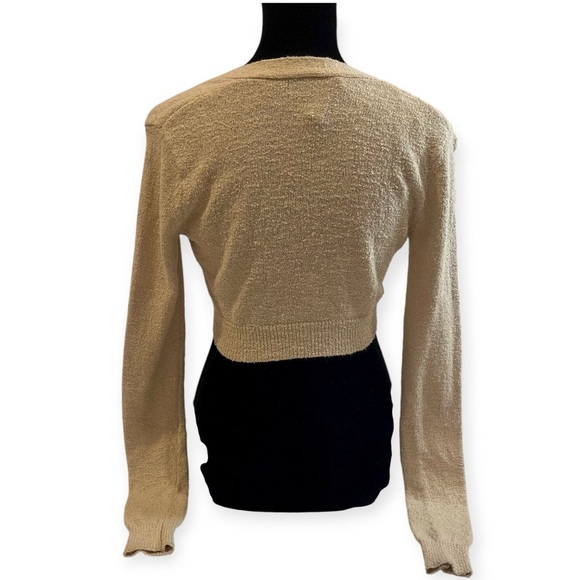 zara tan light brown cropped cardigan button up sweater coquette cottagecore y2k - Picture 2 of 9